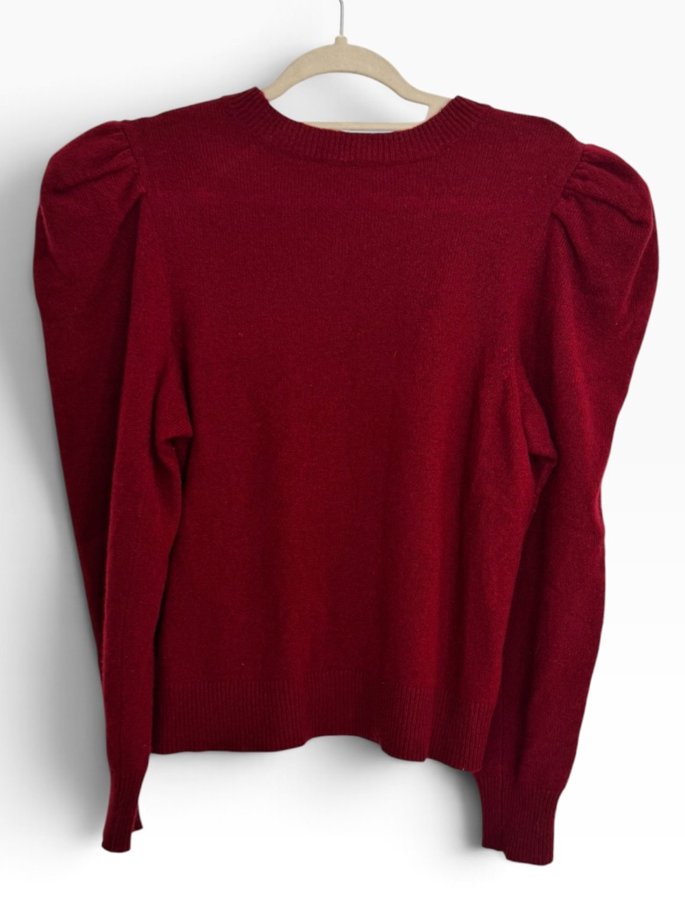 Frame Denim 100% cashmere Burgundy Puff-Sleeve Sweater